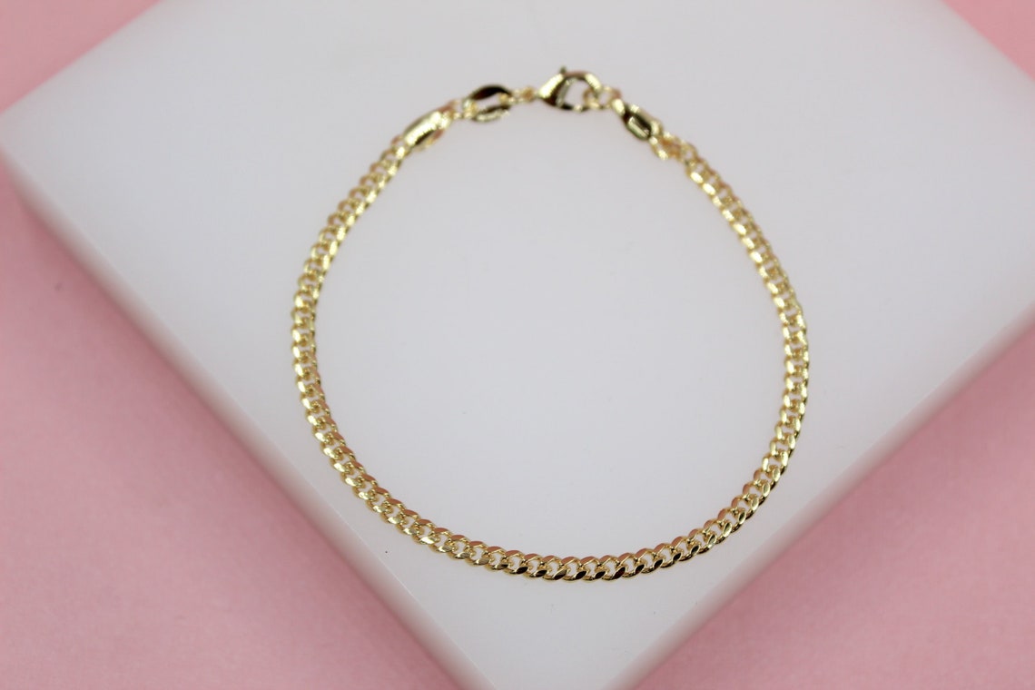 18K Gold Filled 4mm Diamond Cut Miami Cuban Bracelet (I419)-1