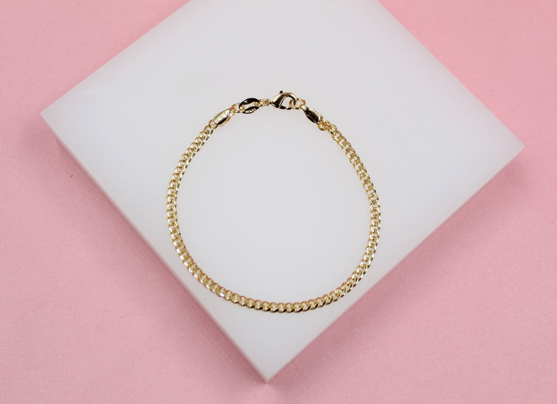 18K Gold Filled 4mm Diamond Cut Miami Cuban Bracelet (I419)-0