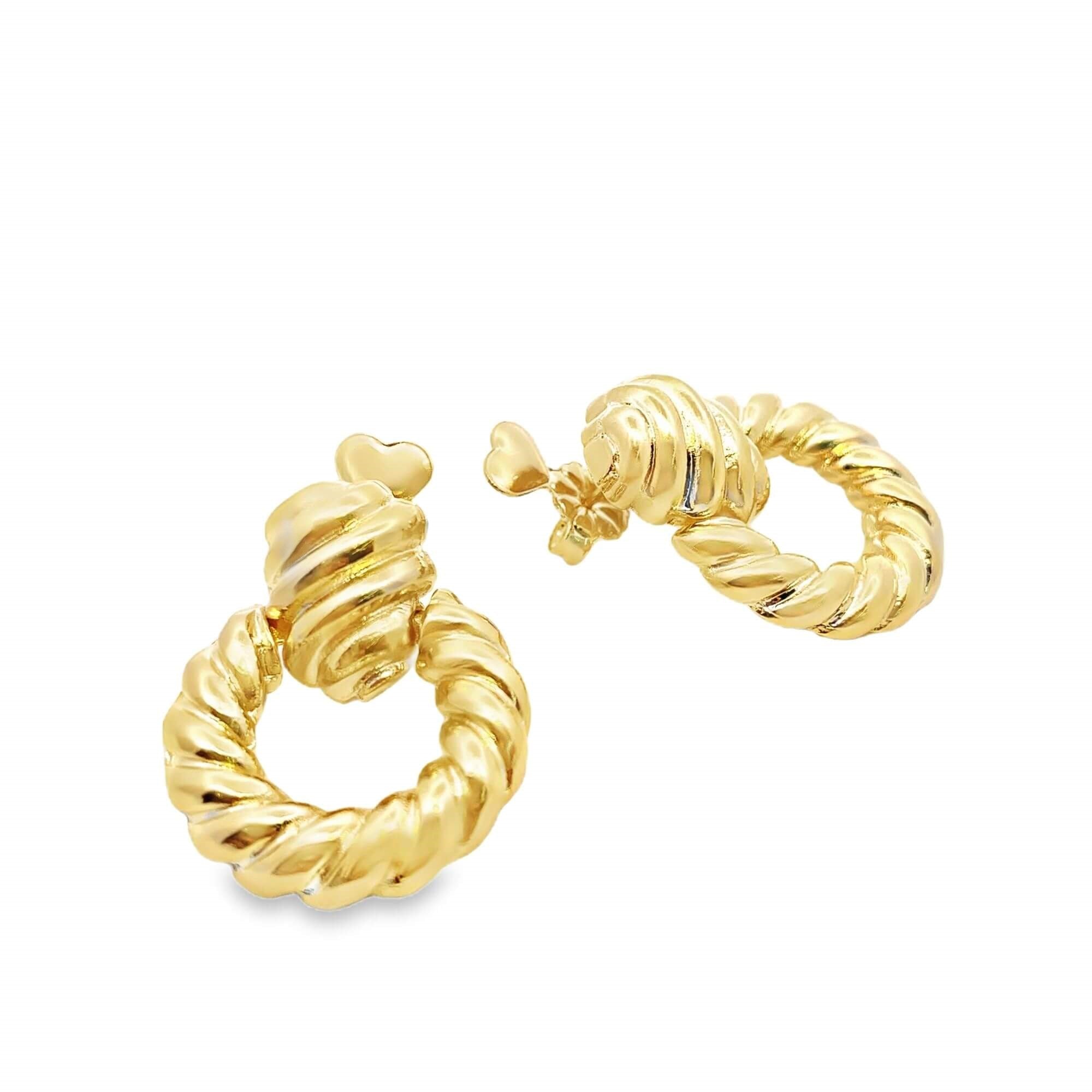 Croissant Textured Donut Dangle Earrings (K30A)-2