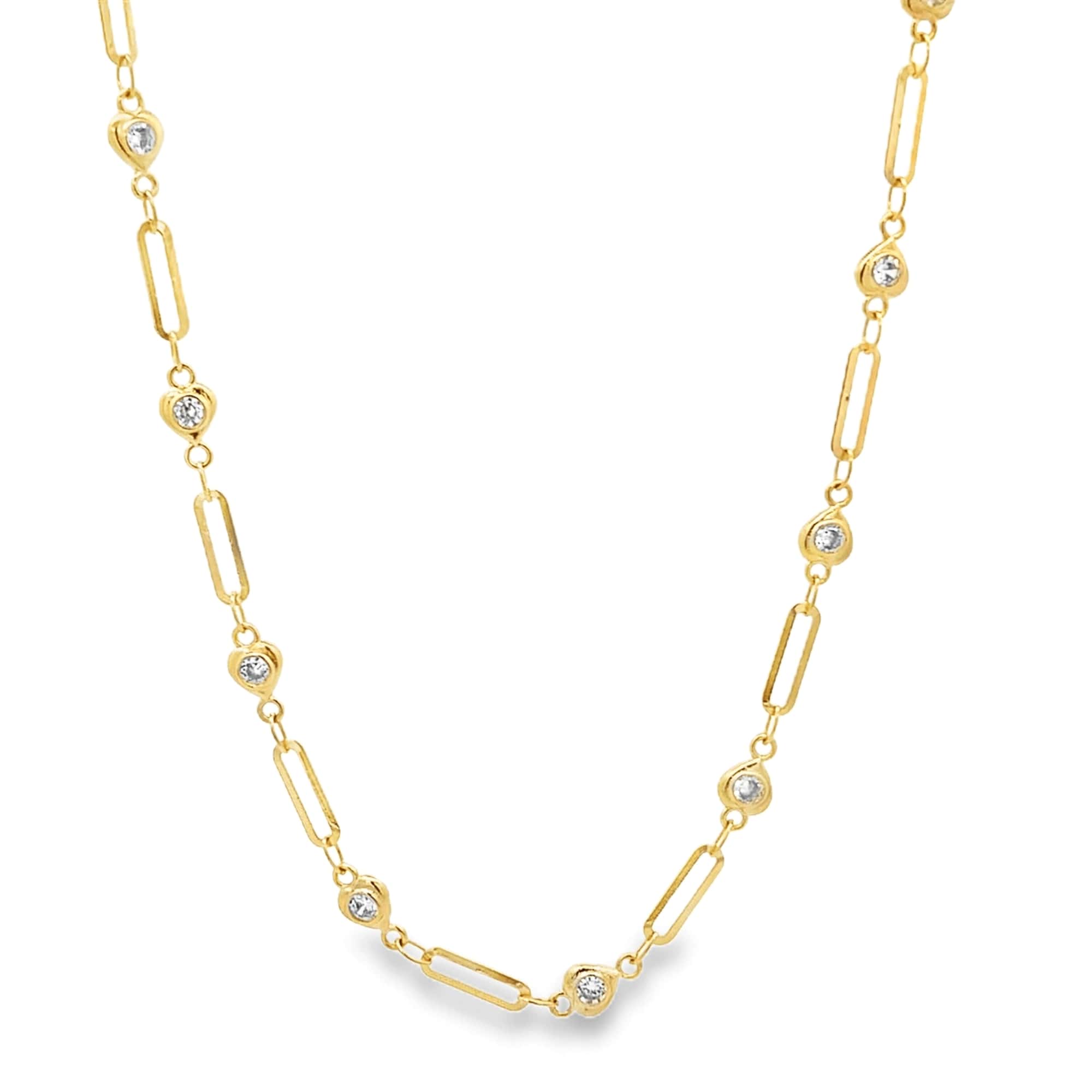 Clear CZ Heart Charm Clip Link Choker (H289/I133B)-0