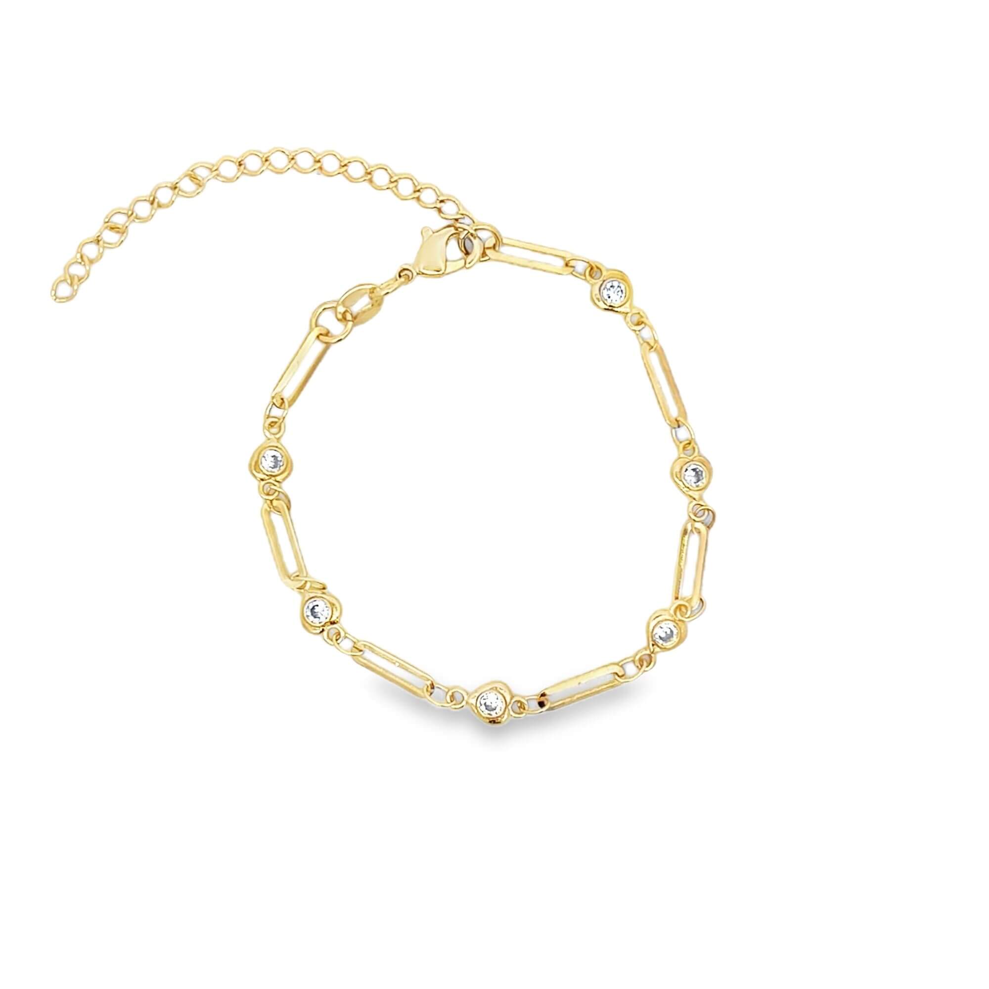 Clear CZ Heart Charm Clip Link Choker (H289/I133B)-1