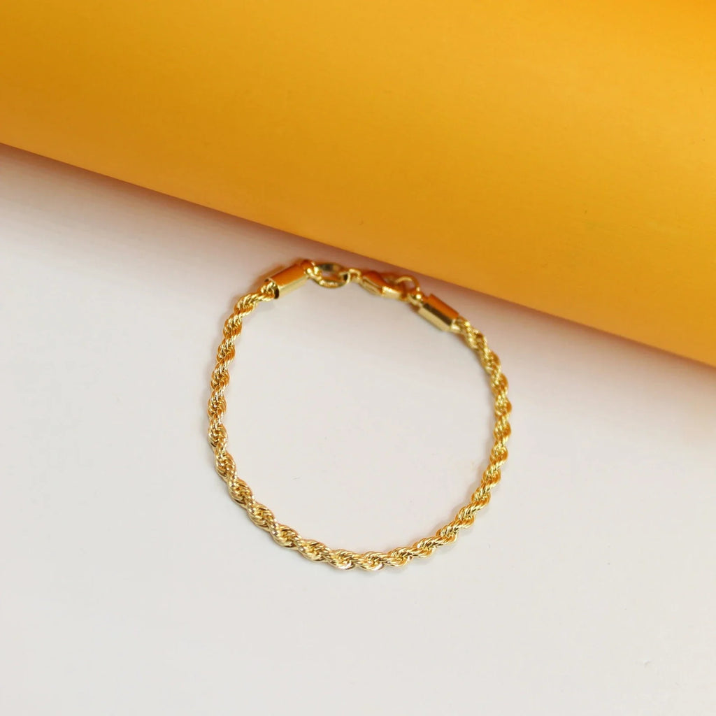 3mm Rope Chain Bracelet With Round Cap (F233)(I12)-0