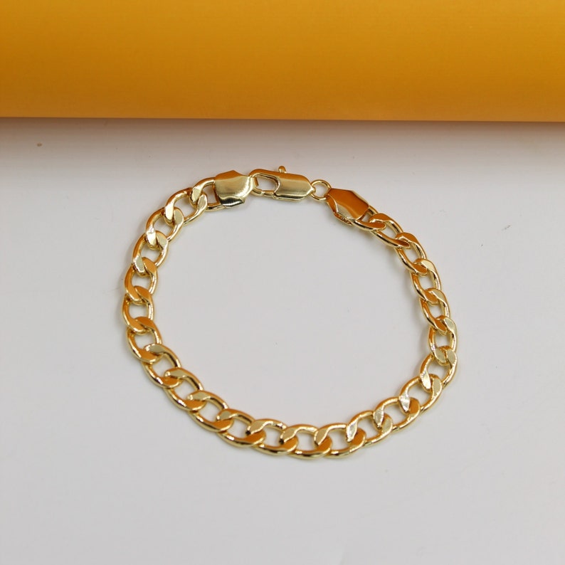 18K Gold Filled Thick Curb Link Bracelet (H62)(I14A)(E147)-0