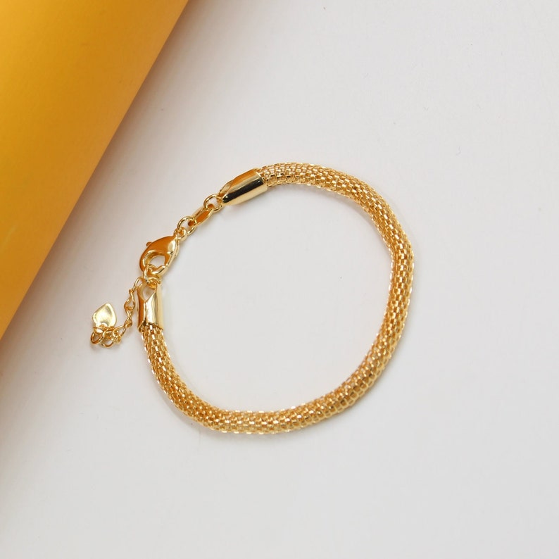 18K Gold Filled Round Mesh Bracelet Chain (I357A)-0