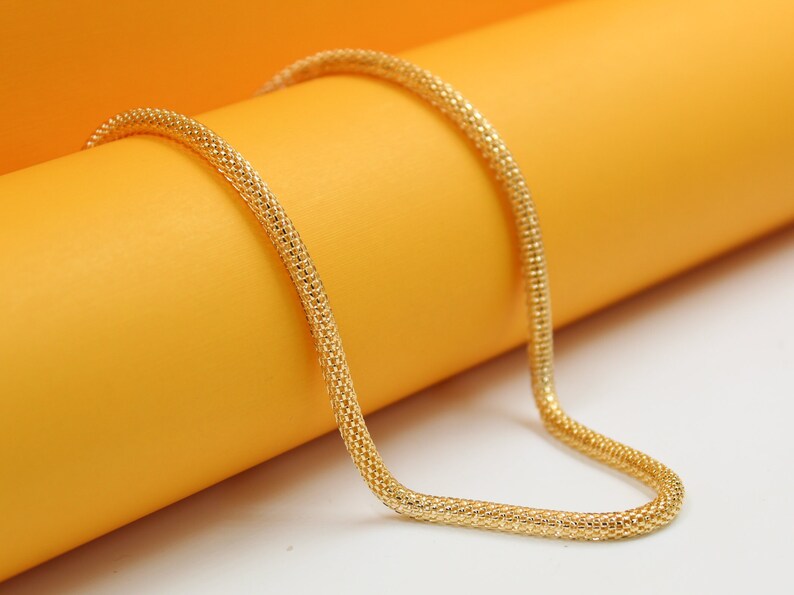 18K Gold Filled Round Mesh Bracelet Chain (I357A)-2