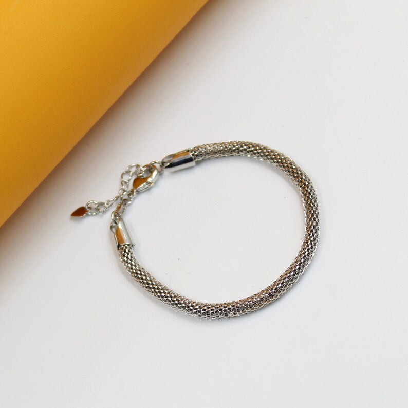 18K Gold Filled Round Mesh Bracelet Chain (I357A)-1