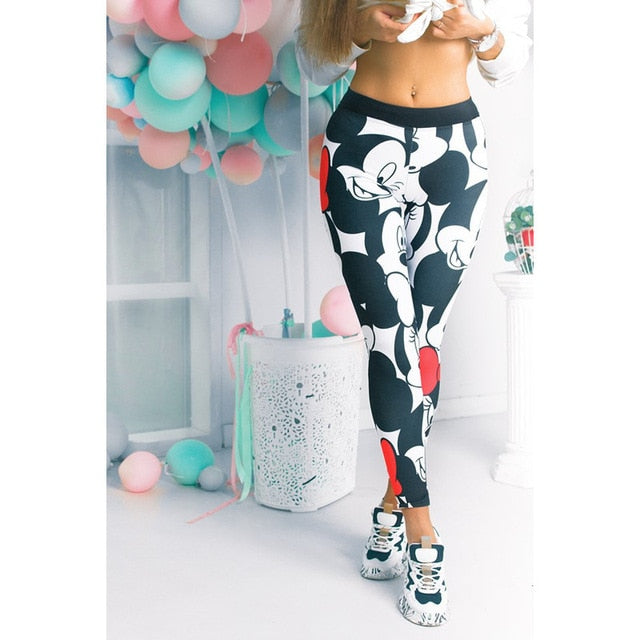 Active Women Minnie Mickey Yoga Gym Leggings Athletic Women Sport Clothing-5
