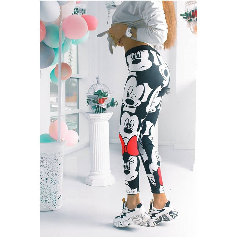 Women Minnie Mickey Yoga Gym Leggings Athletic Women Sport Clothing