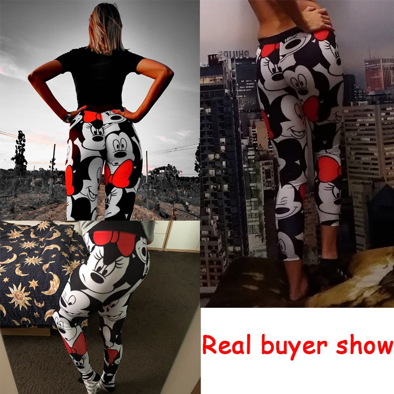 Women Minnie Mickey Yoga Gym Leggings Athletic Women Sport Clothing